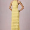 Robe longue dos nu à volants Tove, couleur jaune citron Robe longue dos nu à volants Tove, couleur jaune citron