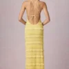 Robe longue dos nu à volants Tove, couleur jaune citron Robe longue dos nu à volants Tove, couleur jaune citron