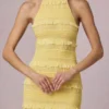 Robe longue dos nu à volants Tove, couleur jaune citron Robe longue dos nu à volants Tove, couleur jaune citron