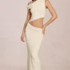 Robe longue drapée asymétrique Calisse en ivoire Robe longue drapée asymétrique Calisse en ivoire