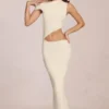 Robe longue drapée asymétrique Calisse en ivoire Robe longue drapée asymétrique Calisse en ivoire