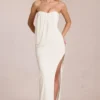 Robe longue drapée à bandeau Caliane, couleur ivoire Robe longue drapée à bandeau Caliane, couleur ivoire