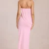 Robe longue drapée à bandeau Caliane en rose fleur Robe longue drapée à bandeau Caliane en rose fleur