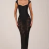 Robe longue Elisa à encolure en cœur, en noir Robe longue Elisa à encolure en cœur, en noir
