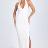 Robe longue Elisana à encolure dos nu et bordure en dentelle, en modal, couleur blanche Robe longue Elisana à encolure dos nu et bordure en dentelle, en modal, couleur blanche