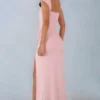 Robe longue Elva en modal, col en cœur et taille drapée, rose poudré Robe longue Elva en modal, col en cœur et taille drapée, rose poudré