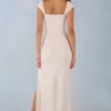 Robe longue Elva en modal à encolure en cœur et taille drapée, couleur ivoire Robe longue Elva en modal à encolure en cœur et taille drapée, couleur ivoire