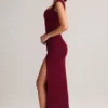 Robe longue Elva en modal à encolure en cœur et taille drapée, couleur vin Robe longue Elva en modal à encolure en cœur et taille drapée, couleur vin