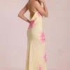 Robe longue en mousseline Fioren à imprimé floral jaune Robe longue en mousseline Fioren à imprimé floral jaune