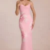 Robe longue en mousseline Fioren à imprimé floral rose Robe longue en mousseline Fioren à imprimé floral rose