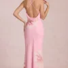 Robe longue en mousseline Fioren à imprimé floral rose Robe longue en mousseline Fioren à imprimé floral rose