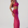 Robe longue à encolure asymétrique froncée et découpes Suvi, couleur fuchsia Robe longue à encolure asymétrique froncée et découpes Suvi, couleur fuchsia