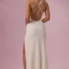 Robe longue à encolure carrée et ornements Celinea en ivoire Robe longue à encolure carrée et ornements Celinea en ivoire