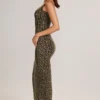 Robe longue à encolure carrée Soreia en modal, imprimé léopard Robe longue à encolure carrée Soreia en modal, imprimé léopard