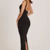 Robe longue à encolure carrée Soreia en modal noir Robe longue à encolure carrée Soreia en modal noir