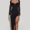 Robe longue à fente latérale et ornements San Marino en noir Robe longue à fente latérale et ornements San Marino en noir