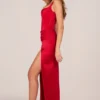 Robe longue à fente sur la cuisse et corset Marleigh, couleur rose rouge Robe longue à fente sur la cuisse et corset Marleigh, couleur rose rouge