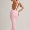 Robe longue Imelda en modal à dos nageur, couleur rose pâle Robe longue Imelda en modal à dos nageur, couleur rose pâle
