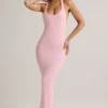 Robe longue Imelda en modal à dos nageur, couleur rose pâle Robe longue Imelda en modal à dos nageur, couleur rose pâle