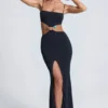 Robe longue Julitta à découpes et détails métalliques, en noir Robe longue Julitta à découpes et détails métalliques, en noir