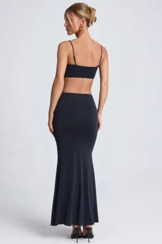 Robe longue Julitta à découpes et détails métalliques, en noir