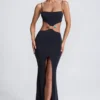 Robe longue Julitta à découpes et détails métalliques, en noir Robe longue Julitta à découpes et détails métalliques, en noir