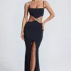 Robe longue Julitta à découpes et détails métalliques, en noir Robe longue Julitta à découpes et détails métalliques, en noir