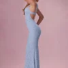 Robe longue Lillienne à encolure en cœur en dentelle bleu poudré Robe longue Lillienne à encolure en cœur en dentelle bleu poudré