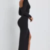 Robe longue à manches longues et décolleté plongeant Marcela en modal noir Robe longue à manches longues et décolleté plongeant Marcela en modal noir