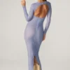 Robe longue à manches longues Yasmin ornée, couleur bleue Robe longue à manches longues Yasmin ornée, couleur bleue