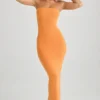 Robe longue moulante à bandeau en modal Kali, couleur orange coucher de soleil Robe longue moulante à bandeau en modal Kali, couleur orange coucher de soleil