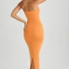 Robe longue moulante à bandeau en modal Kali, couleur orange coucher de soleil Robe longue moulante à bandeau en modal Kali, couleur orange coucher de soleil
