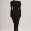 Robe longue moulante à col carré Lux en modal, couleur noir Robe longue moulante à col carré Lux en modal, couleur noir