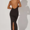Robe longue moulante froncée Ryatt en noir Robe longue moulante froncée Ryatt en noir