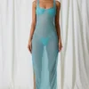 Robe longue Pacifica à découpes et détails perles, couleur turquoise Robe longue Pacifica à découpes et détails perles, couleur turquoise