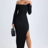 Robe longue à épaules dénudées et dos nu Honora en modal, couleur noir Robe longue à épaules dénudées et dos nu Honora en modal, couleur noir