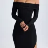 Robe longue à épaules dénudées et dos nu Honora en modal, couleur noir Robe longue à épaules dénudées et dos nu Honora en modal, couleur noir
