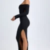 Robe longue à épaules dénudées et dos nu Honora en modal, couleur noir Robe longue à épaules dénudées et dos nu Honora en modal, couleur noir