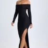 Robe longue à épaules dénudées et dos nu Honora en modal, couleur noir Robe longue à épaules dénudées et dos nu Honora en modal, couleur noir