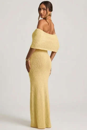 Robe longue à épaules dénudées Naia Bouclé en jaune
