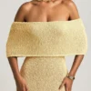 Robe longue à épaules dénudées Naia Bouclé en jaune Robe longue à épaules dénudées Naia Bouclé en jaune