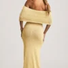 Robe longue à épaules dénudées Naia Bouclé en jaune Robe longue à épaules dénudées Naia Bouclé en jaune