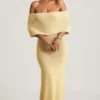Robe longue à épaules dénudées Naia Bouclé en jaune Robe longue à épaules dénudées Naia Bouclé en jaune
