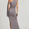 Robe longue Prudy à fronces et nœuds sur les épaules, gris acier Robe longue Prudy à fronces et nœuds sur les épaules, gris acier