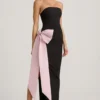 Robe longue sans bretelles Angelique avec nœud, en noir Robe longue sans bretelles Angelique avec nœud, en noir