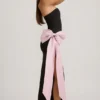 Robe longue sans bretelles Angelique avec nœud, en noir Robe longue sans bretelles Angelique avec nœud, en noir