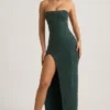 Robe longue sans bretelles à col bénitier et ornements La Rochette, vert émeraude Robe longue sans bretelles à col bénitier et ornements La Rochette, vert émeraude