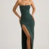 Robe longue sans bretelles à col bénitier et ornements La Rochette, vert émeraude Robe longue sans bretelles à col bénitier et ornements La Rochette, vert émeraude