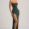 Robe longue sans bretelles à col bénitier et ornements La Rochette, vert émeraude Robe longue sans bretelles à col bénitier et ornements La Rochette, vert émeraude