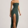 Robe longue sans bretelles à col bénitier et ornements La Rochette, vert émeraude Robe longue sans bretelles à col bénitier et ornements La Rochette, vert émeraude